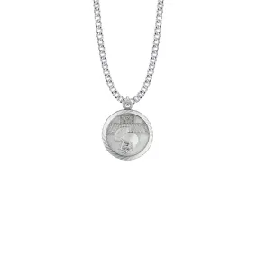 15/16 Inch Round Sterling Silver Boy's Football Player Helmet Medal with Cross on Back