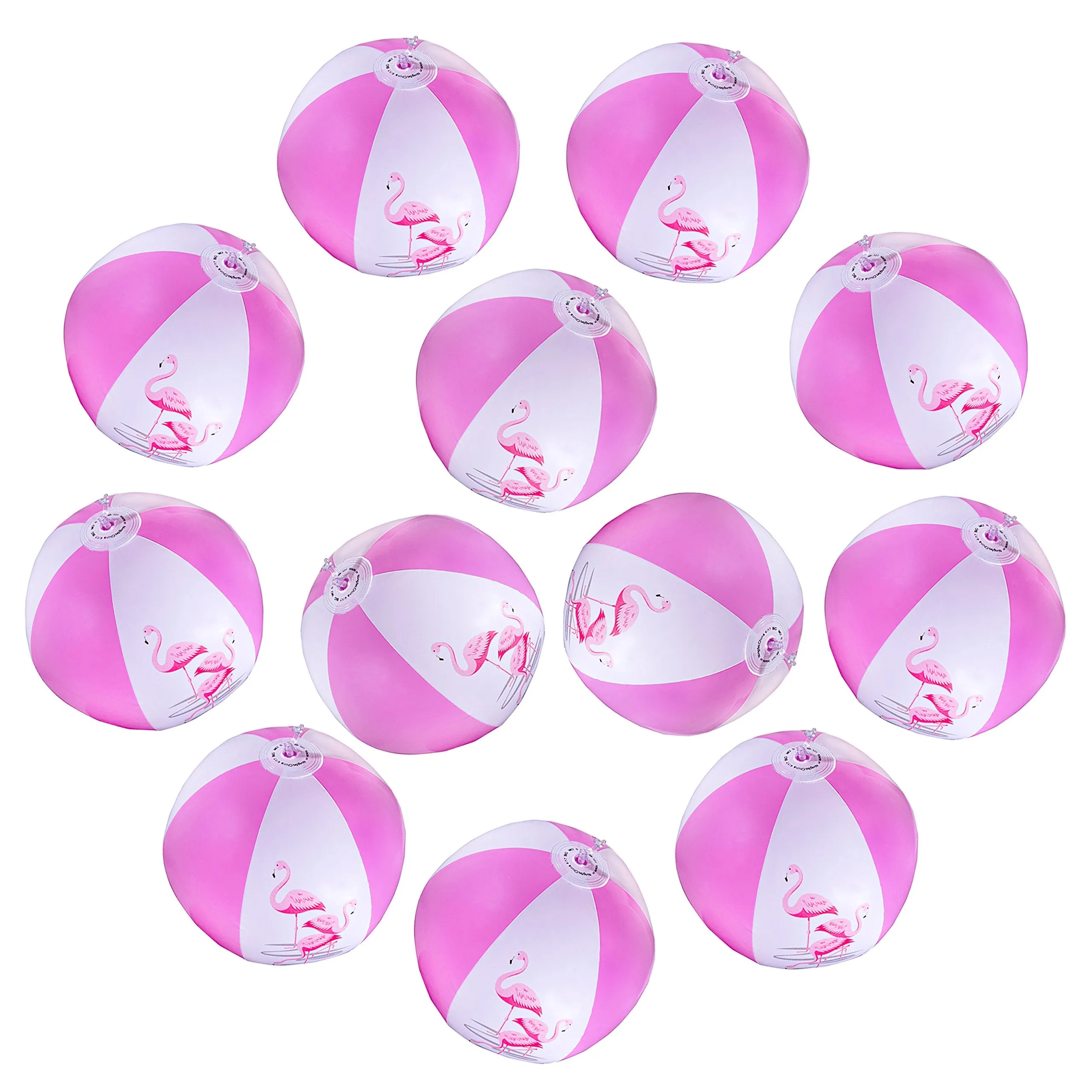 16" Pink Flamingo Party Pack Inflatable Beach Balls - Beach Pool Pink/Flamingo Themed Party Toys (12 Pack)