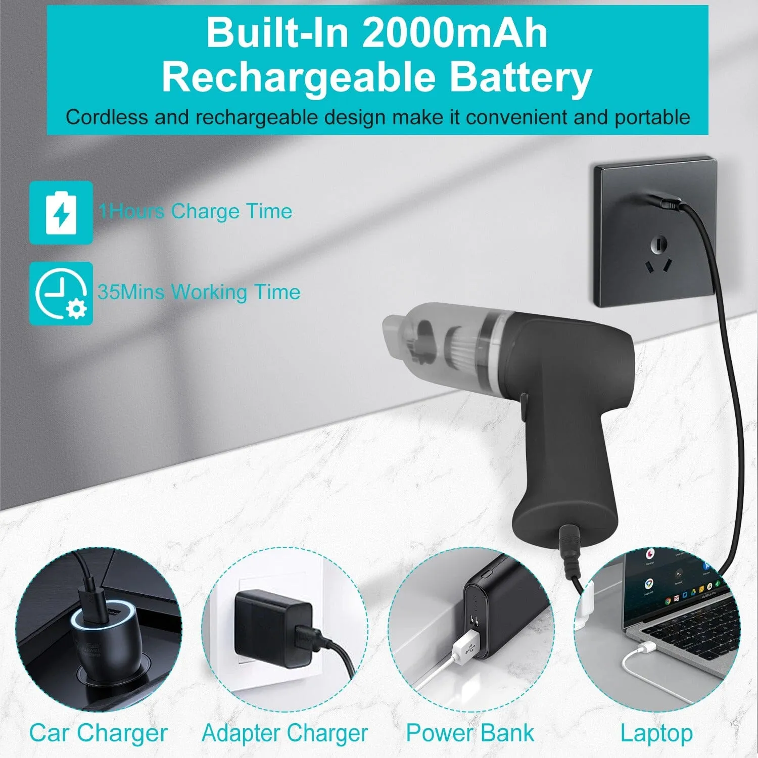 2-in-1 Cordless Vacuum Cleaner Compressed Air Duster