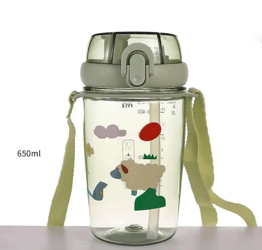 2 in 1 glass sipper water-bottle for all (Green - 650ml )