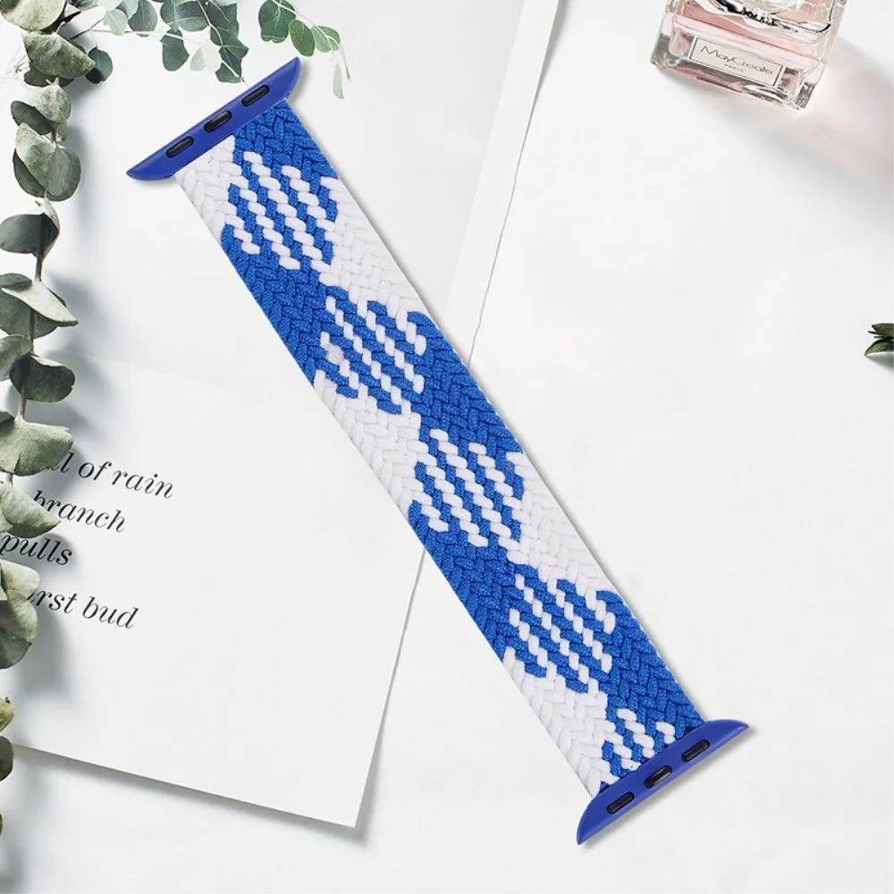 Apple Watch (41mm) elastic watch strap - Blue / White Splicing / Size: M