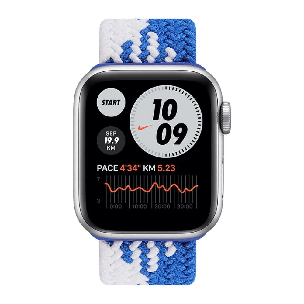 Apple Watch (41mm) elastic watch strap - Blue / White Splicing / Size: M