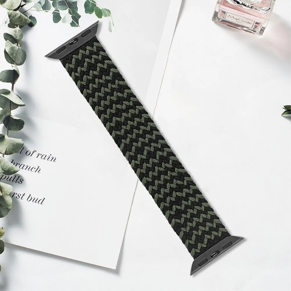 Apple Watch (45mm) elastic watch strap - Black / Green / Size: XL