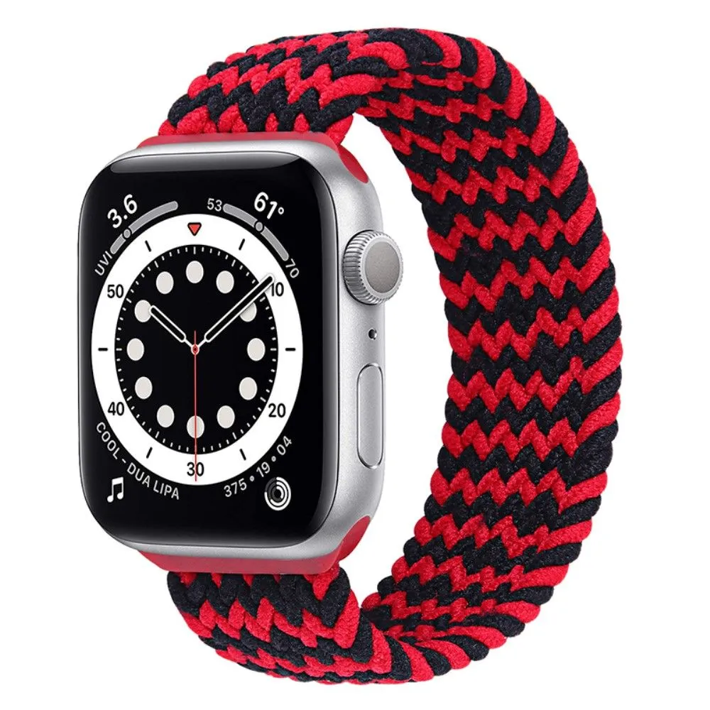 Apple Watch (45mm) elastic watch strap - Black / Red / Size: S