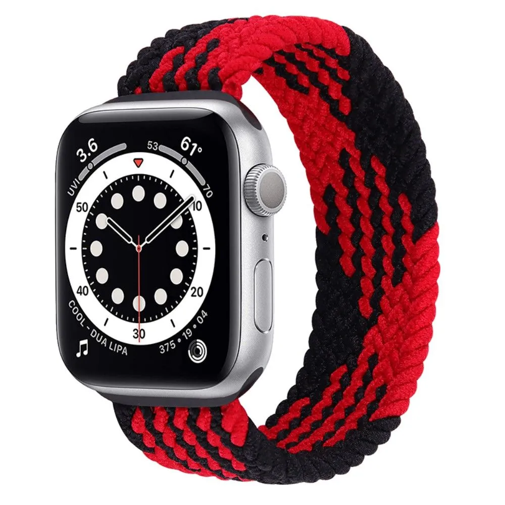 Apple Watch (45mm) elastic watch strap - Black / Red Splicing / Size: S