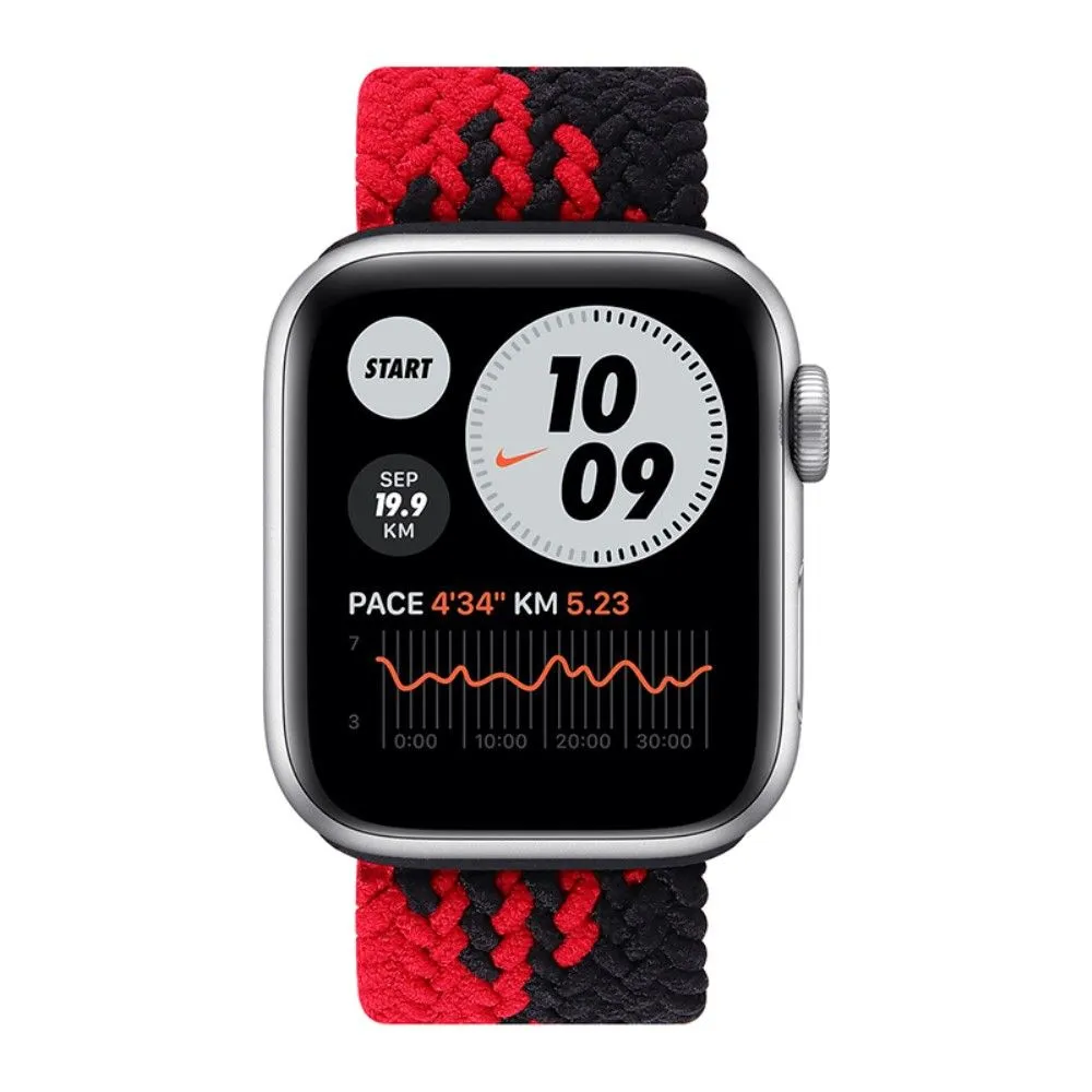 Apple Watch (45mm) elastic watch strap - Black / Red Splicing / Size: S