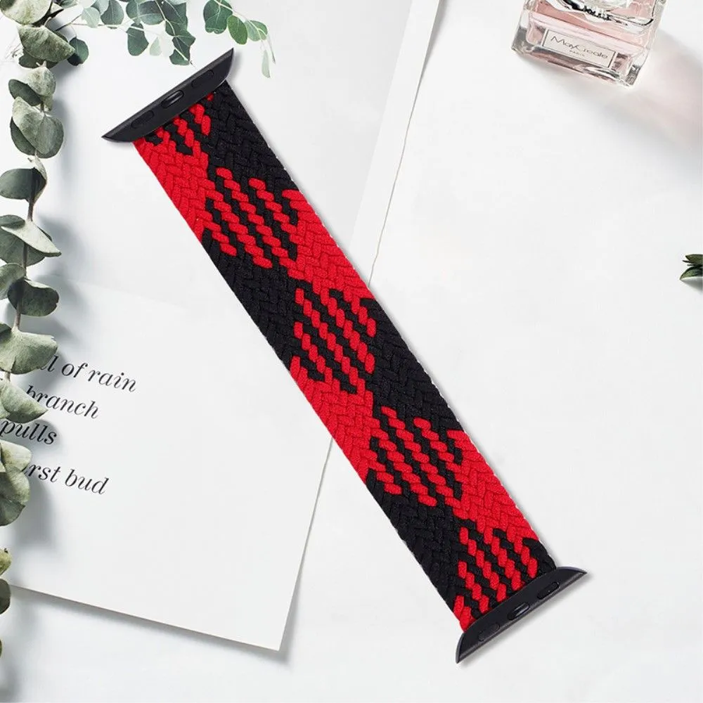 Apple Watch (45mm) elastic watch strap - Black / Red Splicing / Size: S