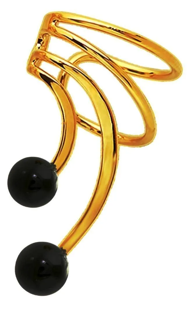 Black Onyx Gems Short Wave Ear Cuff