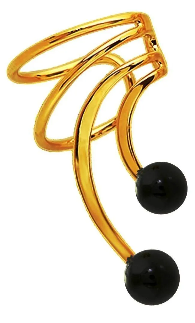 Black Onyx Gems Short Wave Ear Cuff