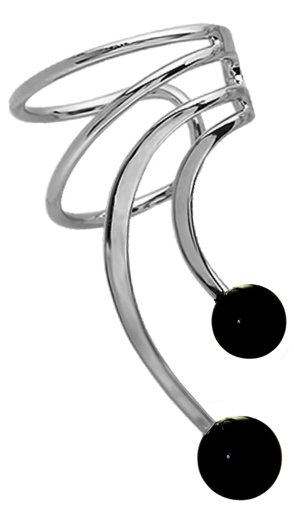 Black Onyx Gems Short Wave Ear Cuff