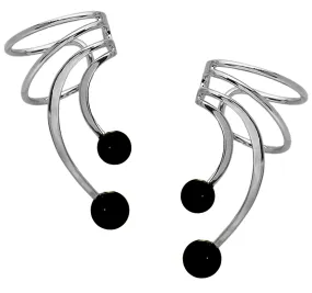 Black Onyx Gems Short Wave Ear Cuff