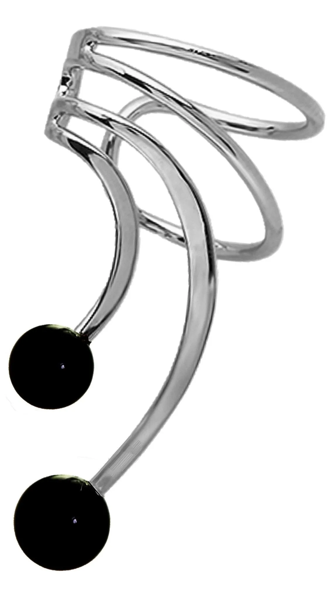 Black Onyx Gems Short Wave Ear Cuff