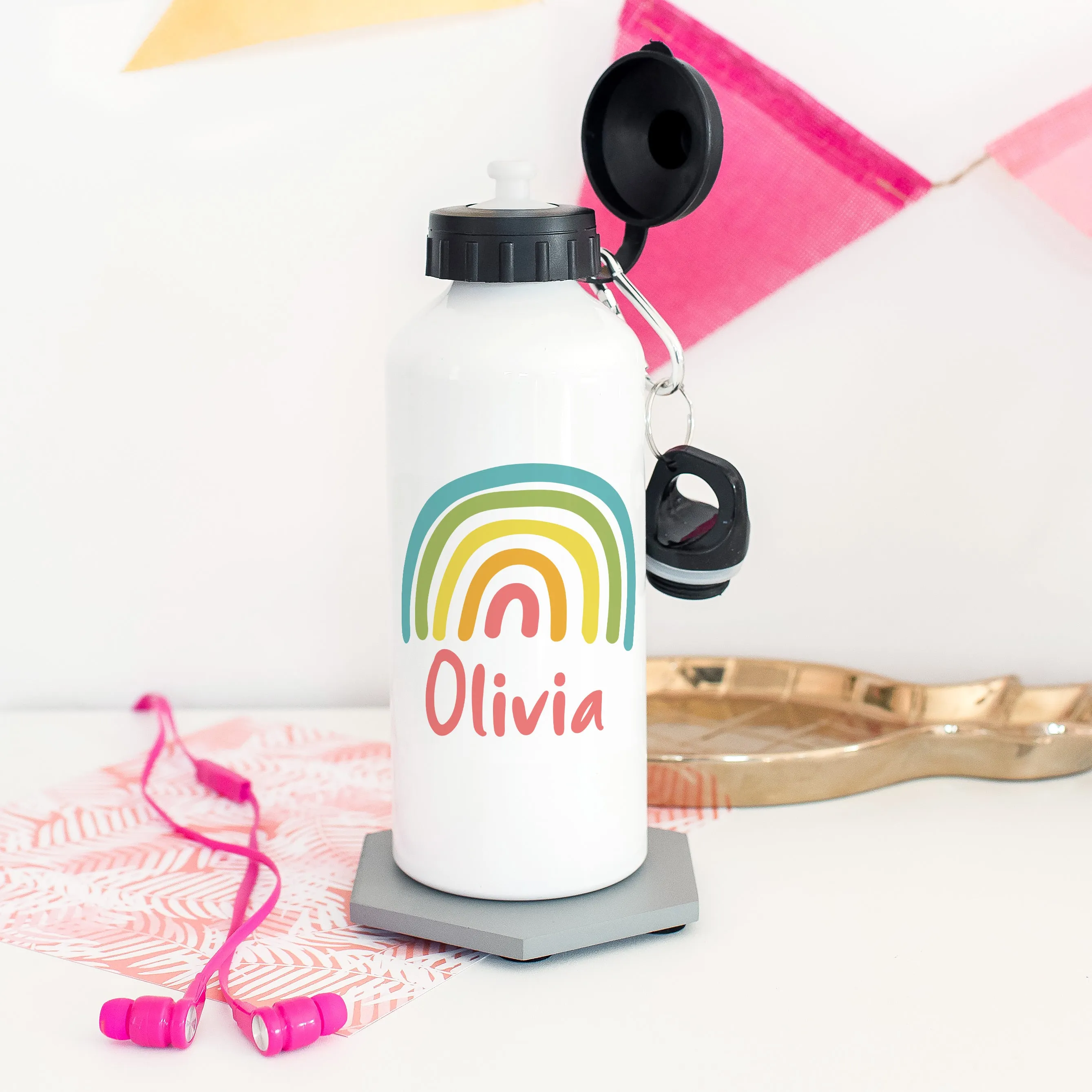 Children's Personalised Rainbow Water Bottle