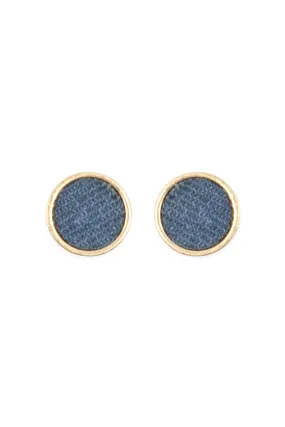 Denim Button Earrings