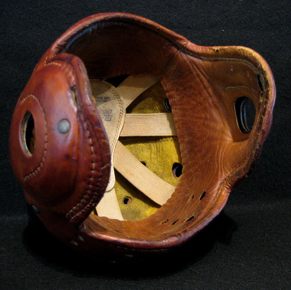 Early Old Antique 1930's REACH ND Leather Football Helmet Vintage