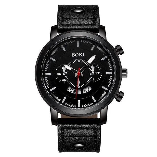 Fashion Business Men's Watch Calendar Sports Student Quartz Watch Simple Waterproof Sports Men's Wristband Gift Free Shipping