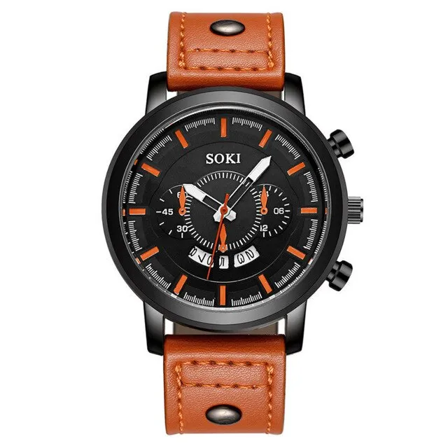 Fashion Business Men's Watch Calendar Sports Student Quartz Watch Simple Waterproof Sports Men's Wristband Gift Free Shipping