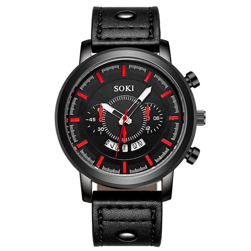 Fashion Business Men's Watch Calendar Sports Student Quartz Watch Simple Waterproof Sports Men's Wristband Gift Free Shipping