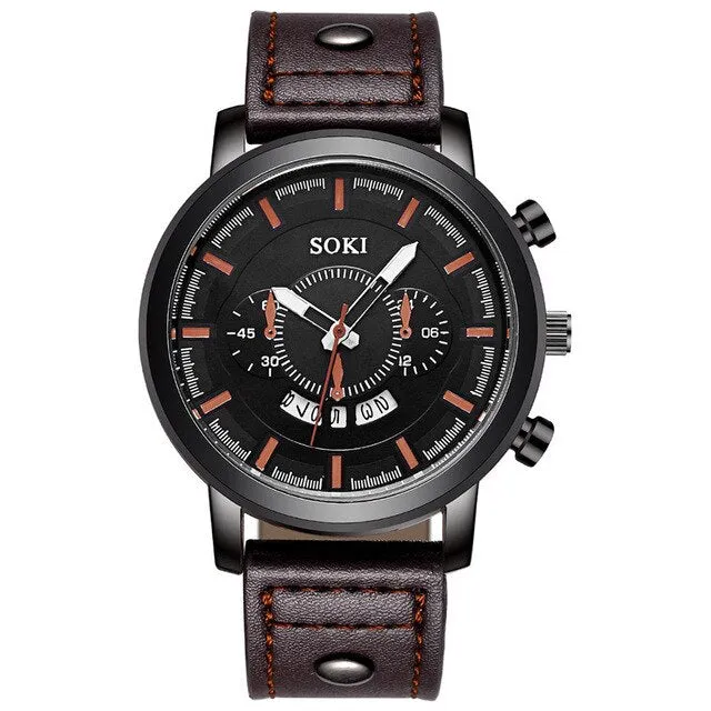Fashion Business Men's Watch Calendar Sports Student Quartz Watch Simple Waterproof Sports Men's Wristband Gift Free Shipping