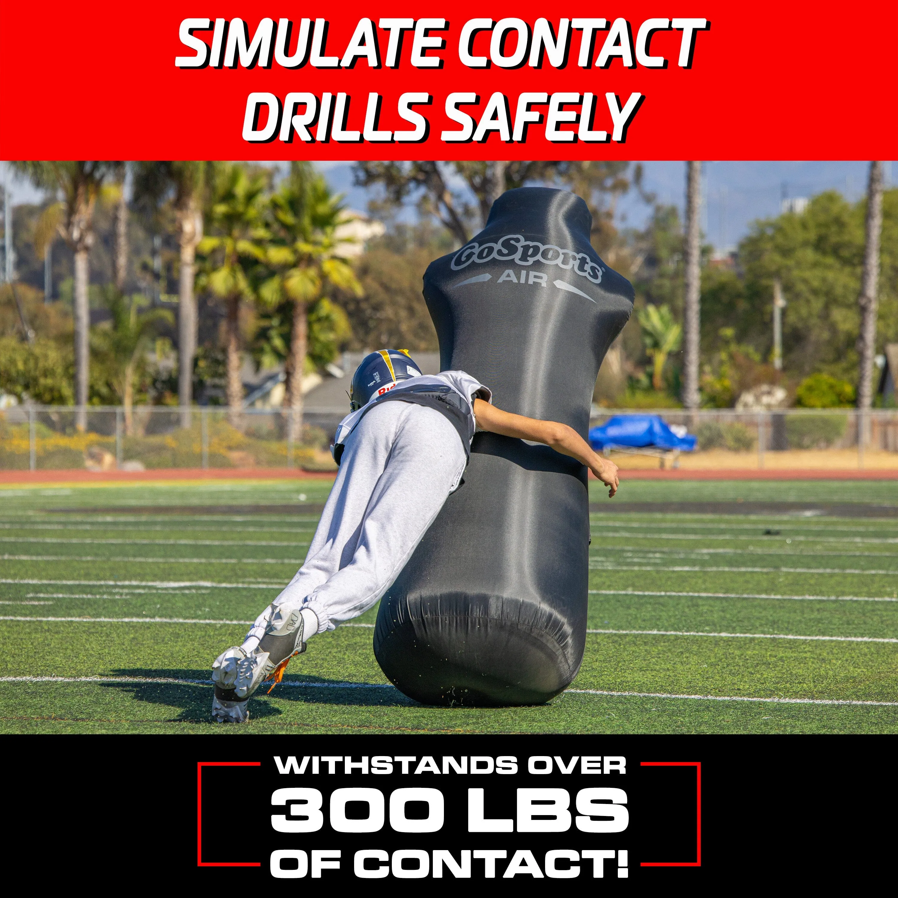 GoSports Football Blocking and Tackling Dummy with Water Weighted Base - Football Training Equipment for Practice - 6 ft Tall Inflatable
