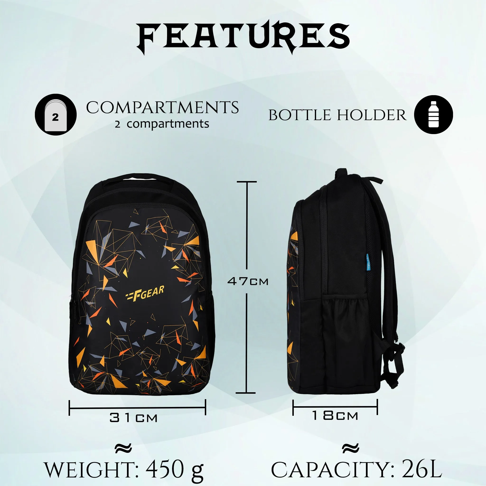 J7767 Perform Black 26L Backpack