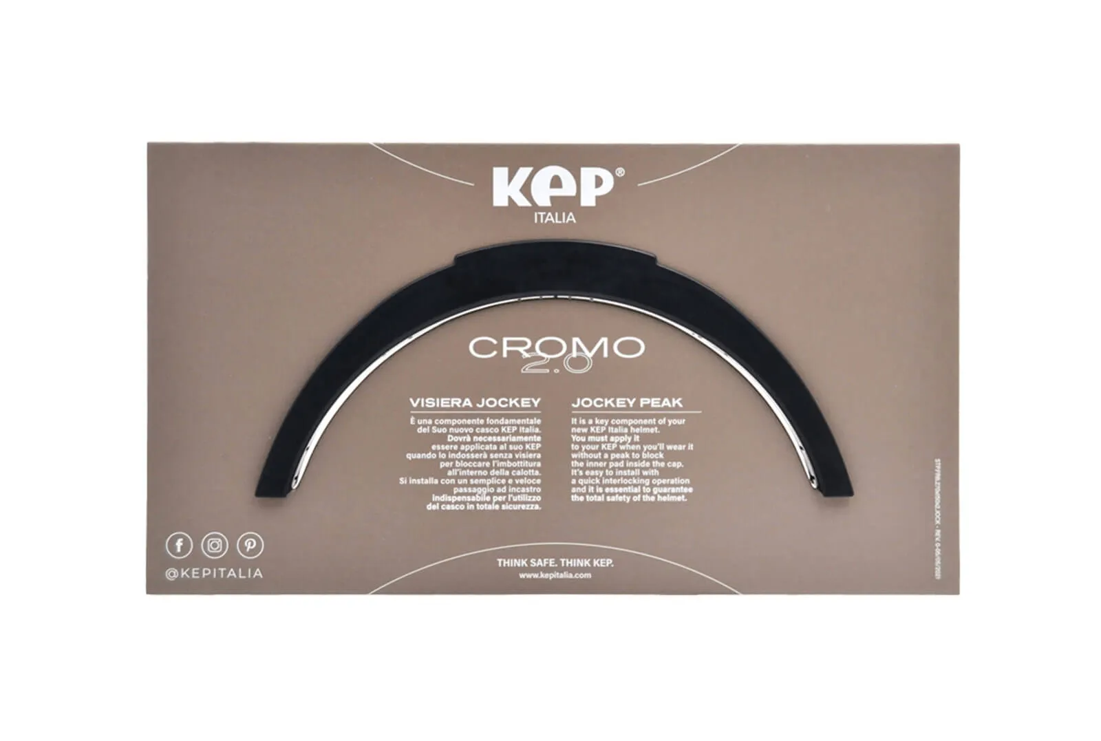 KEP Italia Helmet Cromo Polish Black, Black Grid, Polo Peak
