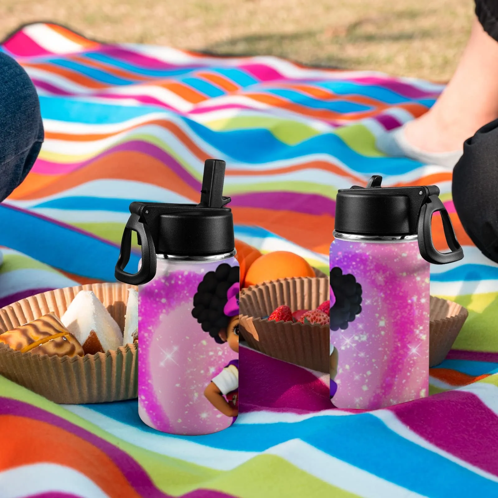 Lalibella "Full of Love "Tumbler Kids Water Bottle with Straw Lid (12 oz)