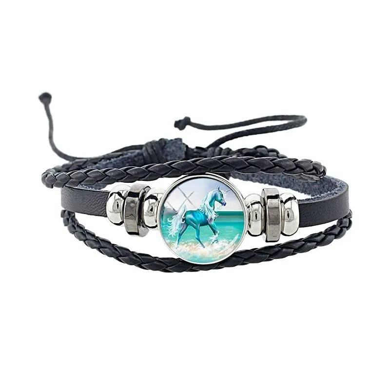 Leather Majestic Unicorn Bracelet