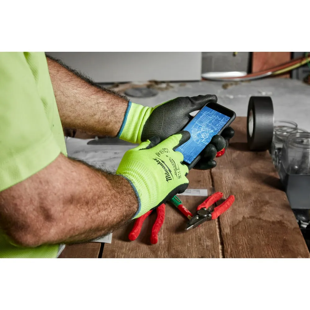 Milwaukee 48-73-8923  High Visibility Cut Level 2 Polyurethane Dipped Safety Gloves - X-Large