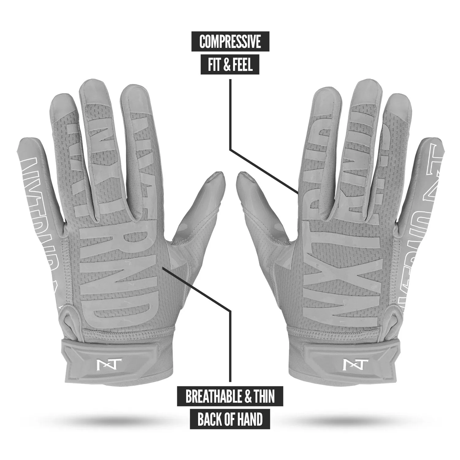 NXTRND G2® Football Gloves Grey