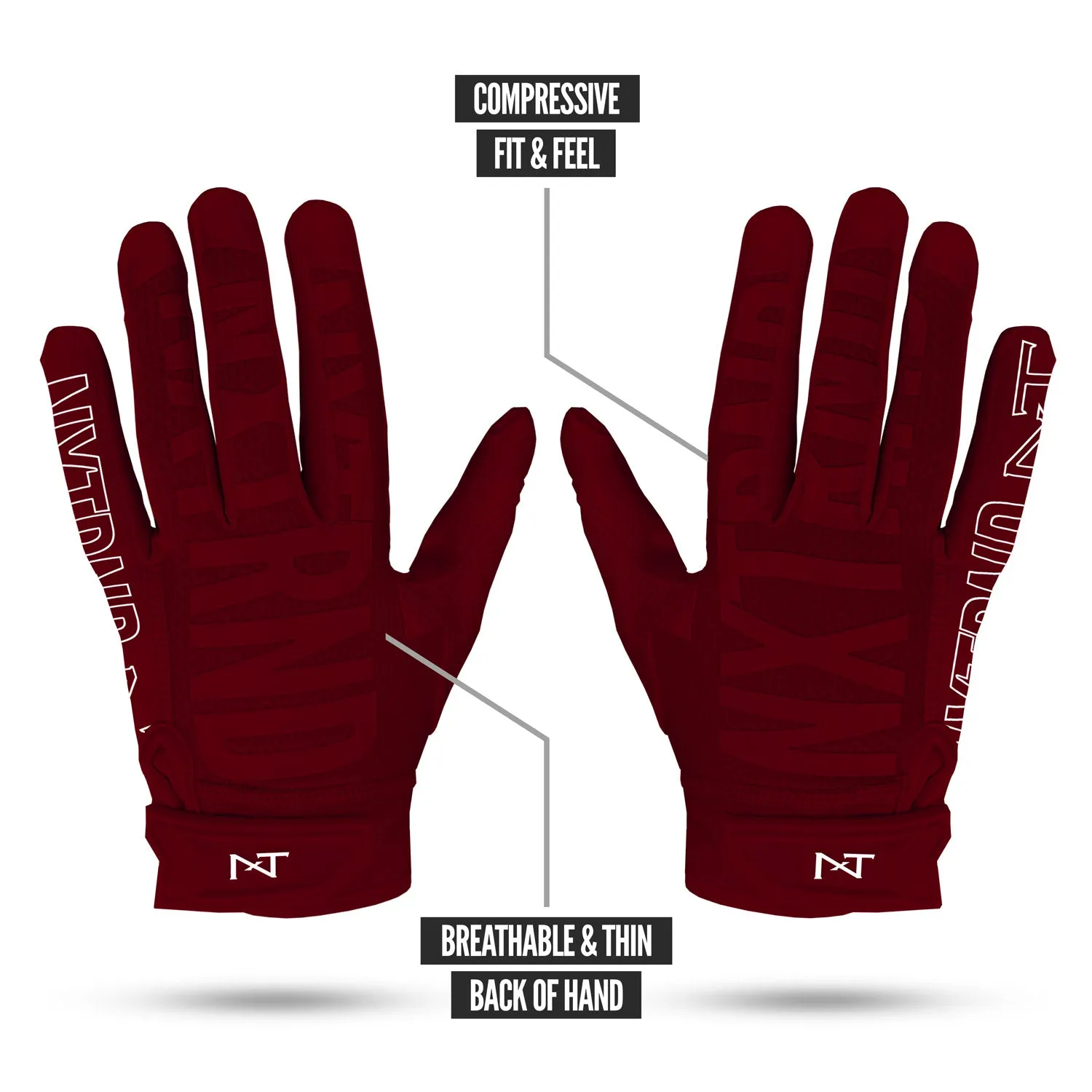 NXTRND G2® Football Gloves Maroon