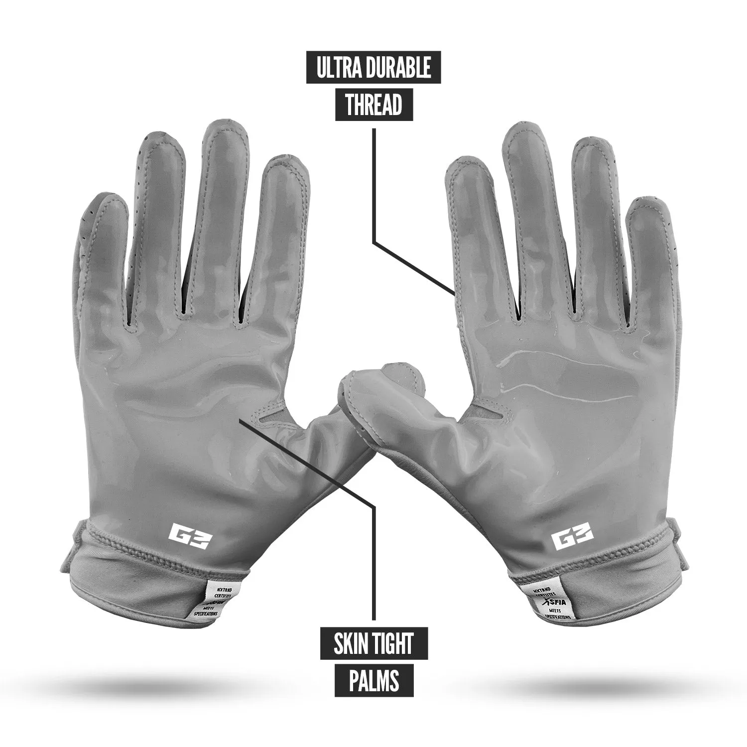NXTRND G3® Padded Football Gloves Grey