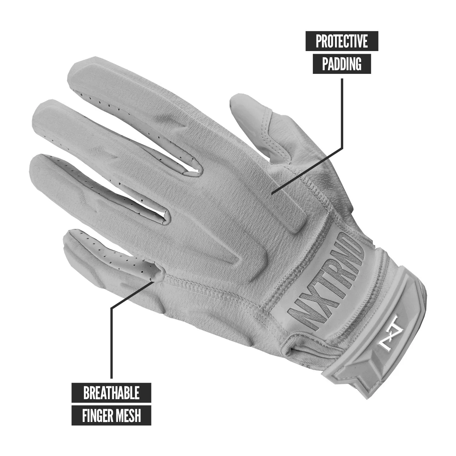 NXTRND G3® Padded Football Gloves Grey