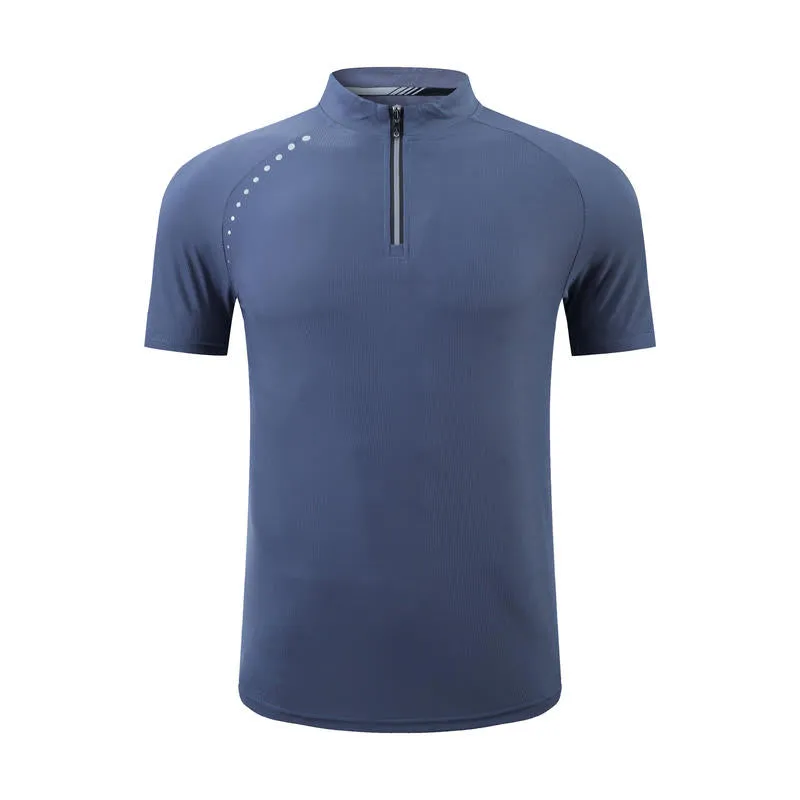 Polyester/Spandex Men's Stand Collar T-Shirt Polo