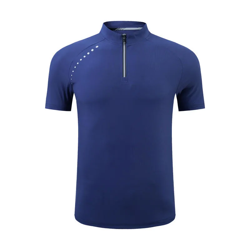 Polyester/Spandex Men's Stand Collar T-Shirt Polo