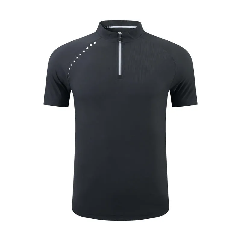 Polyester/Spandex Men's Stand Collar T-Shirt Polo
