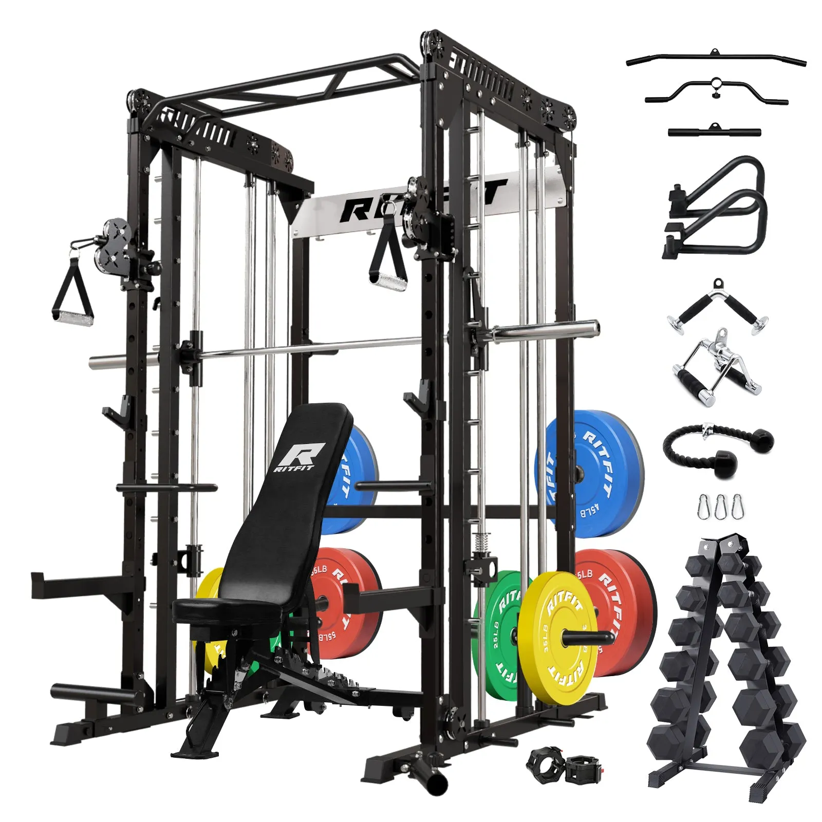 RitFit M1 2.0 Comprehensive Home Gym Package - All-In-One Smith Machine Workout System