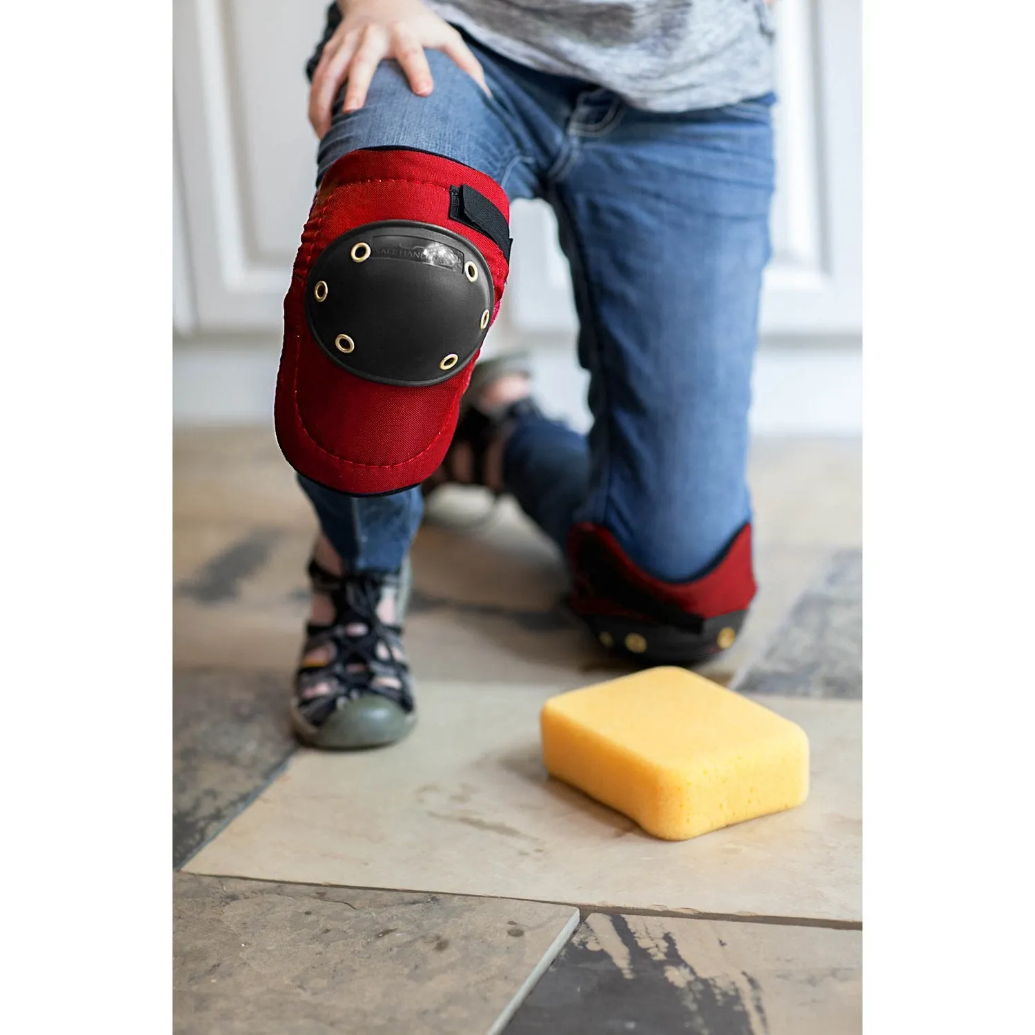 Tough Cap Thick foam Knee Pad combo with adjustable strap