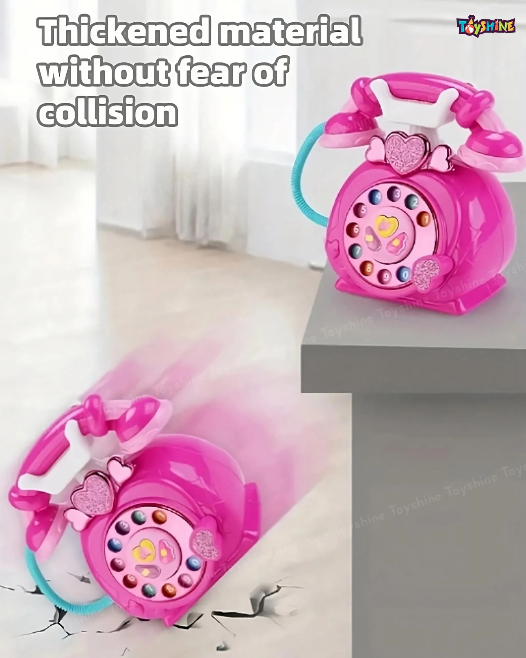 Toyshine Vintage Electronic Multifunctional Rotary Landline Pretend Toy Phone for Kids Early Educational Skills Training Toy Birthday Gift
