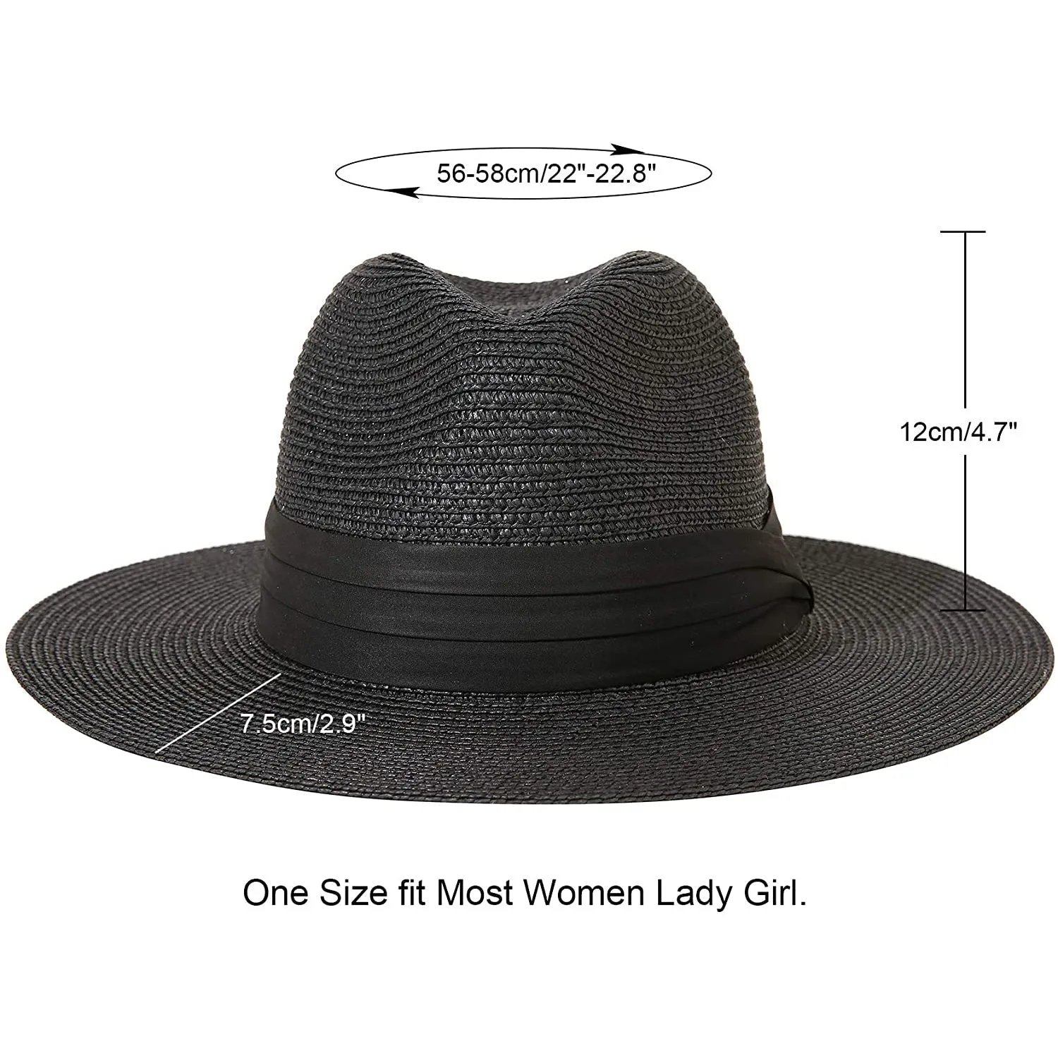 Women Wide Brim Straw Panama Roll up Hat