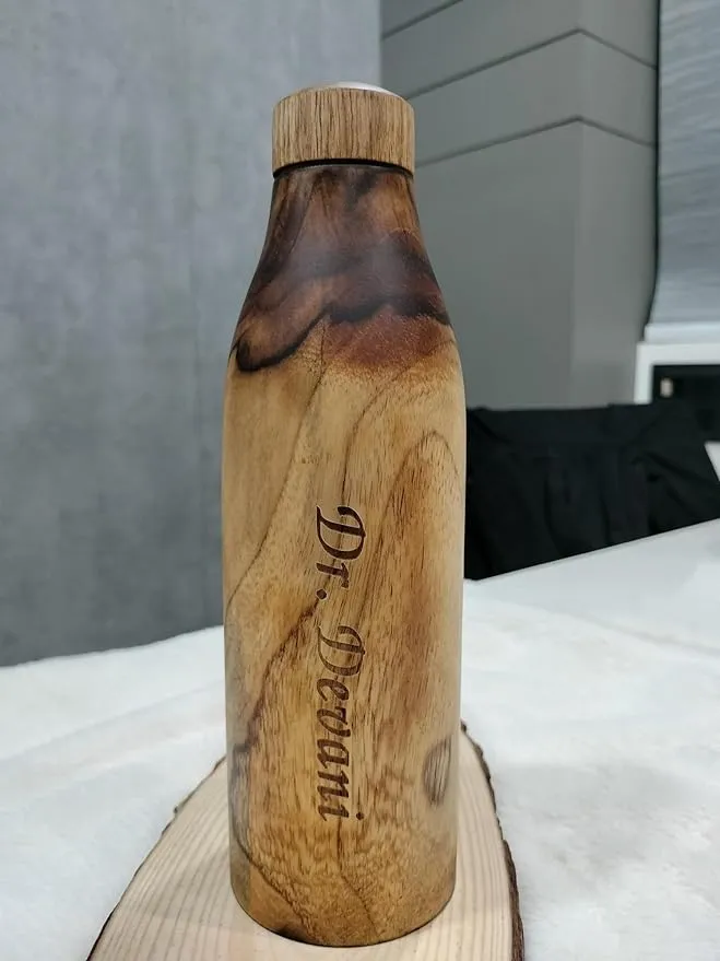 Wooden   Copper Water Bottle - 500ml