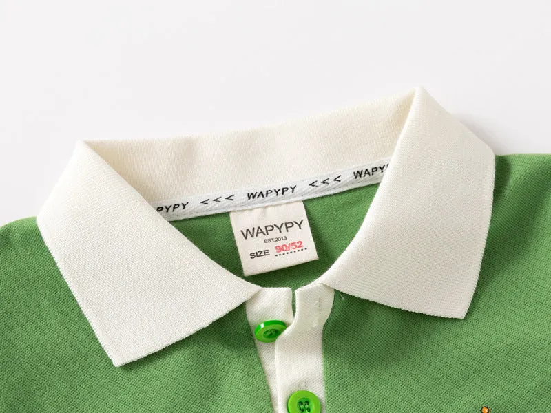 xiangtuibao  Children's Short-Sleeved T-shirt  Summer Korean Style Children's Clothing Boys' Color Matching Sleeve Short-Sleeved Polo Shirt Baby Cartoon Top